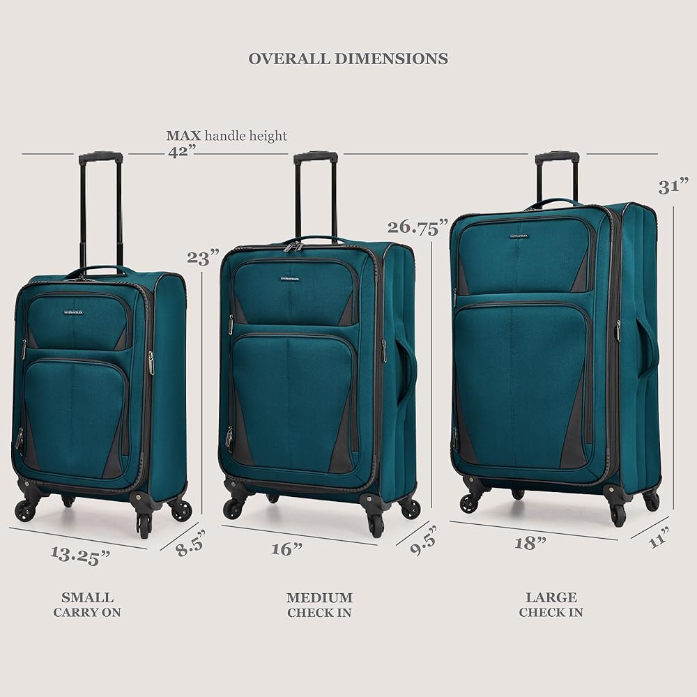 | U.S. Traveler Aviron Bay Expandable Softside Spinner Wheels, Navy, 3 Piece Luggage | Suitcases