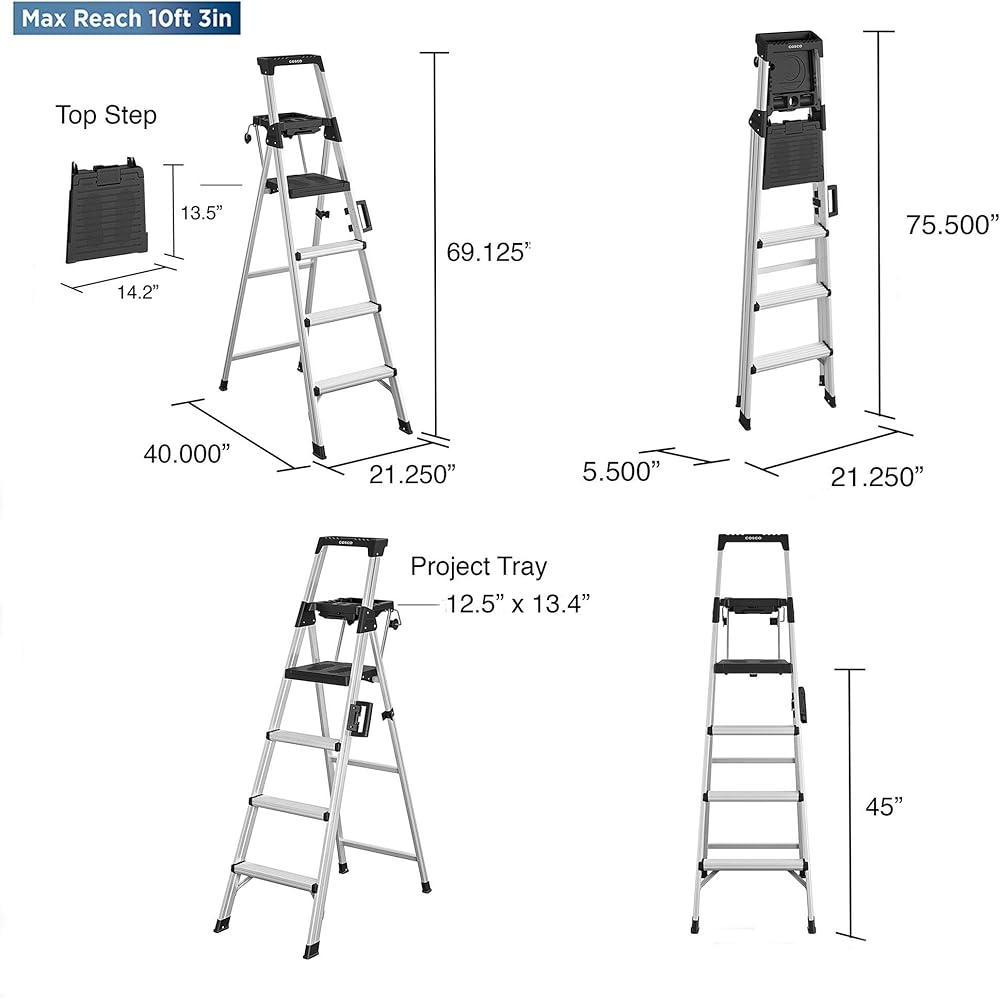 COSCO 6-foot Signature Series Aluminum Step Ladder, Type 1A, 300 lb. Capacity