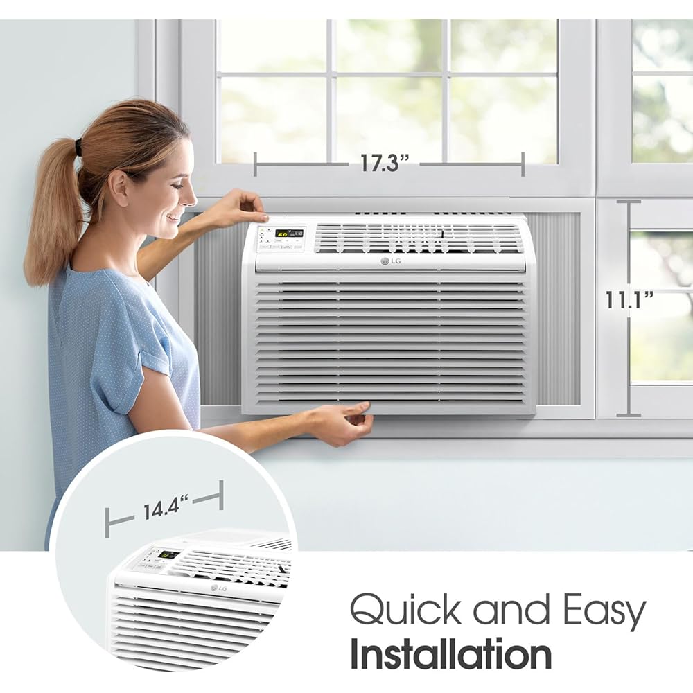 LG 6,000 BTU Window Air Conditioner Unit with Remote Control, 115V, White