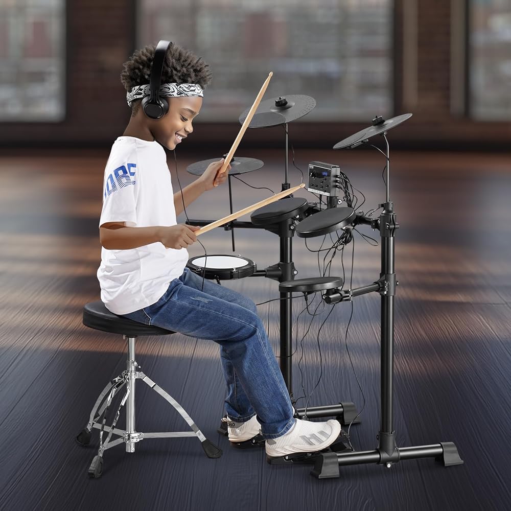 VEVOR Electric Drum Set, 15 Drum Kits &amp; 150 Sounds Electronic Drum Kit, USB MIDI Supported 6.5 in Quiet Mesh Snare Electric Drum Set with 10 in Cymbals Drum Sticks &amp; Headphone, for Beginners &amp; Adults