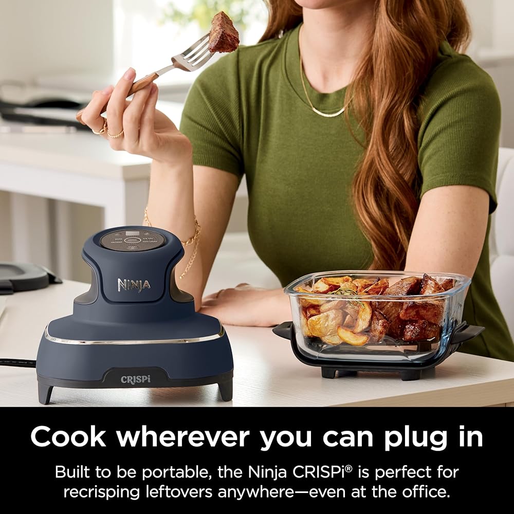 Ninja Crispi 4-in-1 Portable Glass Air Fryer Cooking System, 1500W, 4QT &amp; 6-Cup TempWare Glass Containers with Storage Lids, Microwave, Freezer &amp; Dishwasher Safe, Cyberspace Gray, FN101GY