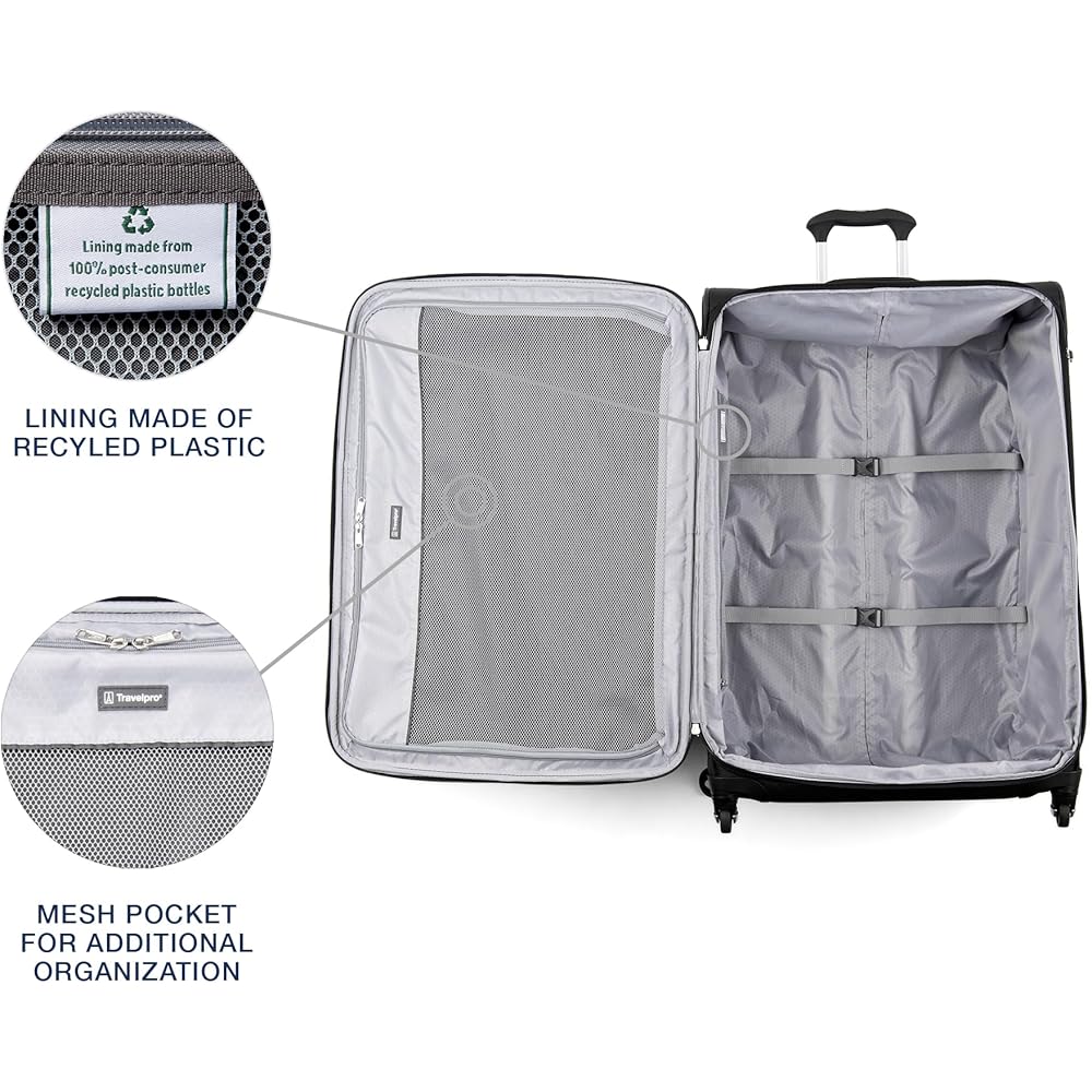 | Travelpro Maxlite 5 Softside Expandable Checked Luggage with 4 Spinner Wheels, Lightweight Suitcase, Men and Women, Black, Checked Large 29-Inch | Suitcases