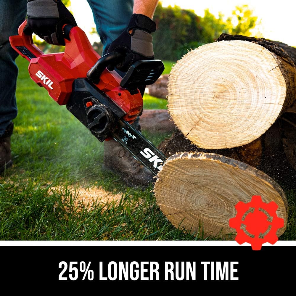 SKIL CB7478C-11 PWR CORE 40 Brushless 40V 14" String Trimmer &amp; PWR CORE 40 Brushless 40V 14” Lightweight Chainsaw Kit with Tool-Free Chain Tension &amp; Auto Lubrication