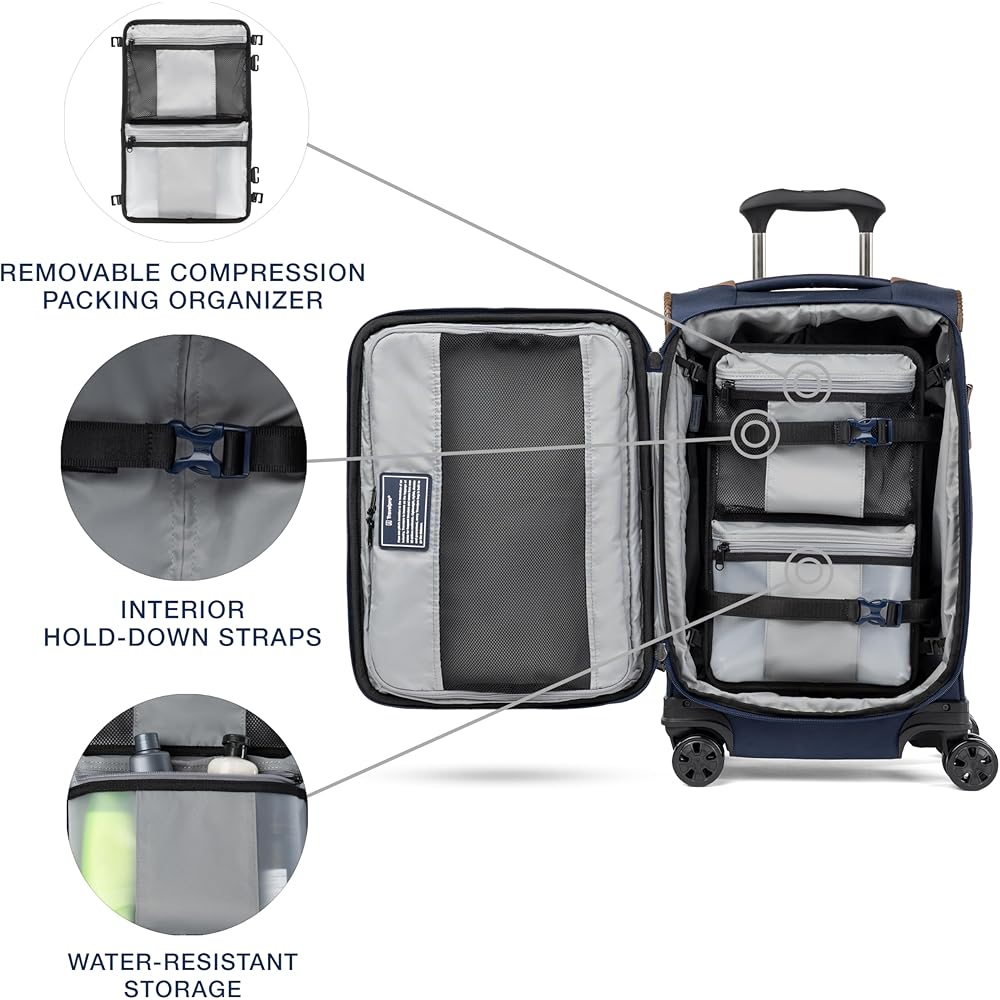| Travelpro Crew Classic Lightweight Softside Expandable Carry on Luggage, 8 Wheel Spinner Suitcase, Men and Women, Carry On 21-Inch, Patriot Blue | Carry-Ons