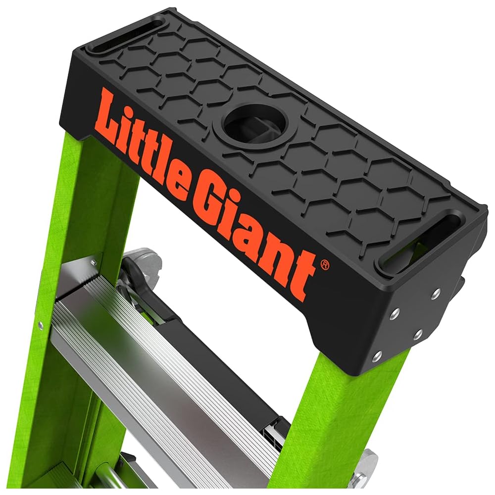 Little Giant Ladders, King Kombo 2.0 XT, Industrial, M6, 6 Ft. A Frame, 10 Ft. Extension, Fiberglass, Type 1AA, 375 lbs Weight Rating, (13936-071), Hi-viz Green