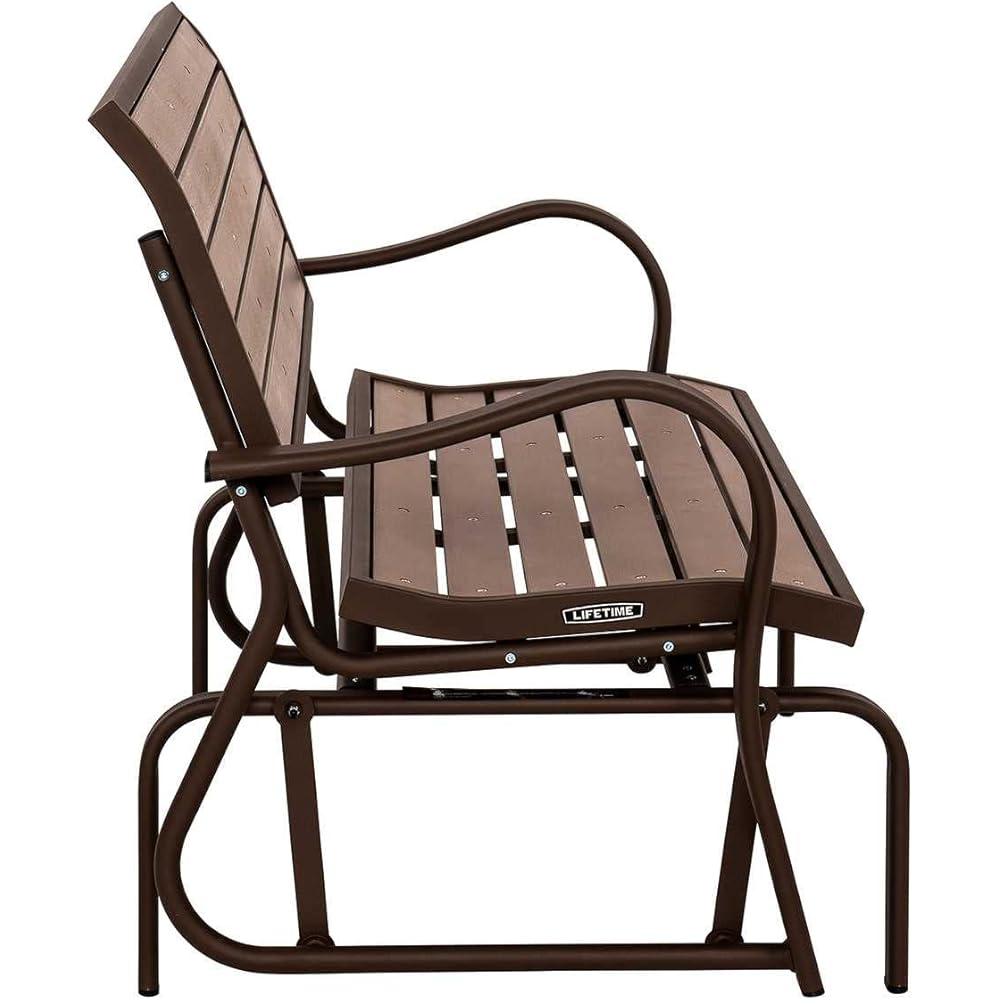 Lifetime 60290 Wood Alternative Glider Bench, Mocha Brown