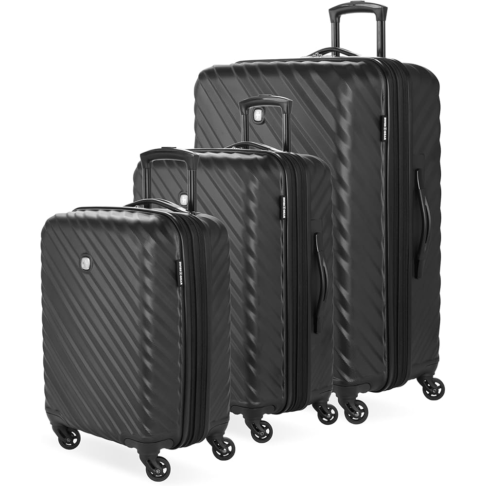 | SwissGear Lightweight Expandable Spinner, Black Wave, 3-Piece Set | Luggage Sets