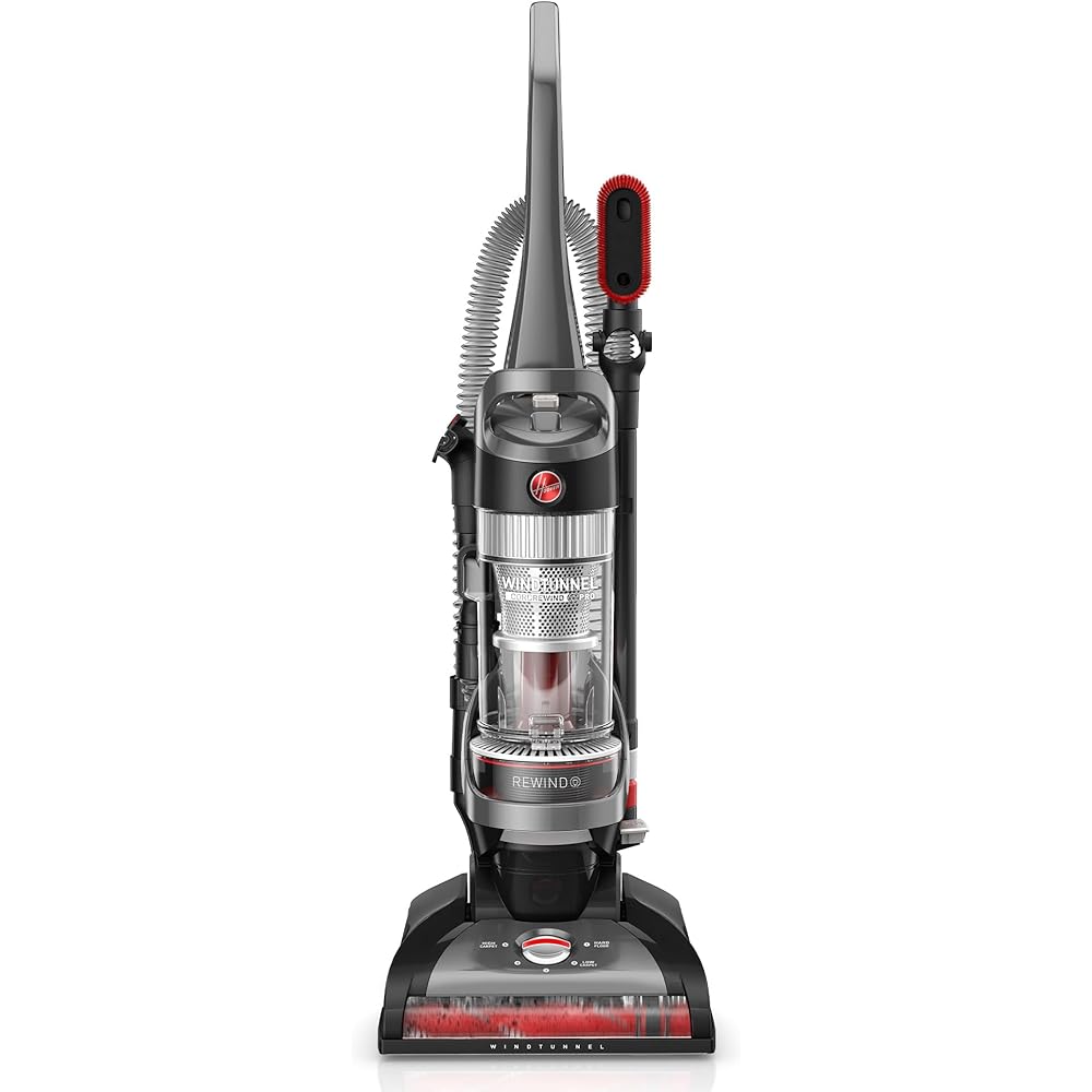 Hoover WindTunnel Cord Rewind Pro Bagless Vacuum Cleaner, Corded Upright Vacuum Cleaner for Carpet and Hard Floor, Automatic Cord Rewind, Corded Vacuum Cleaners for Home Use