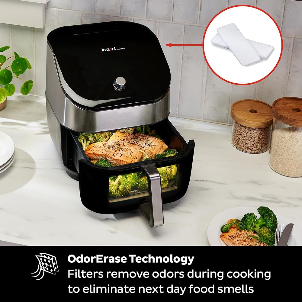 Instant Pot Vortex Plus 6QT Air Fryer with Odor Erase Technology,6-in-1 Functions that Crisps,Roasts, Broils,Dehydrates, Bakes &amp; Reheats, 100+In-App Recipes, from the Makers of Instant Pot,1700W,Black