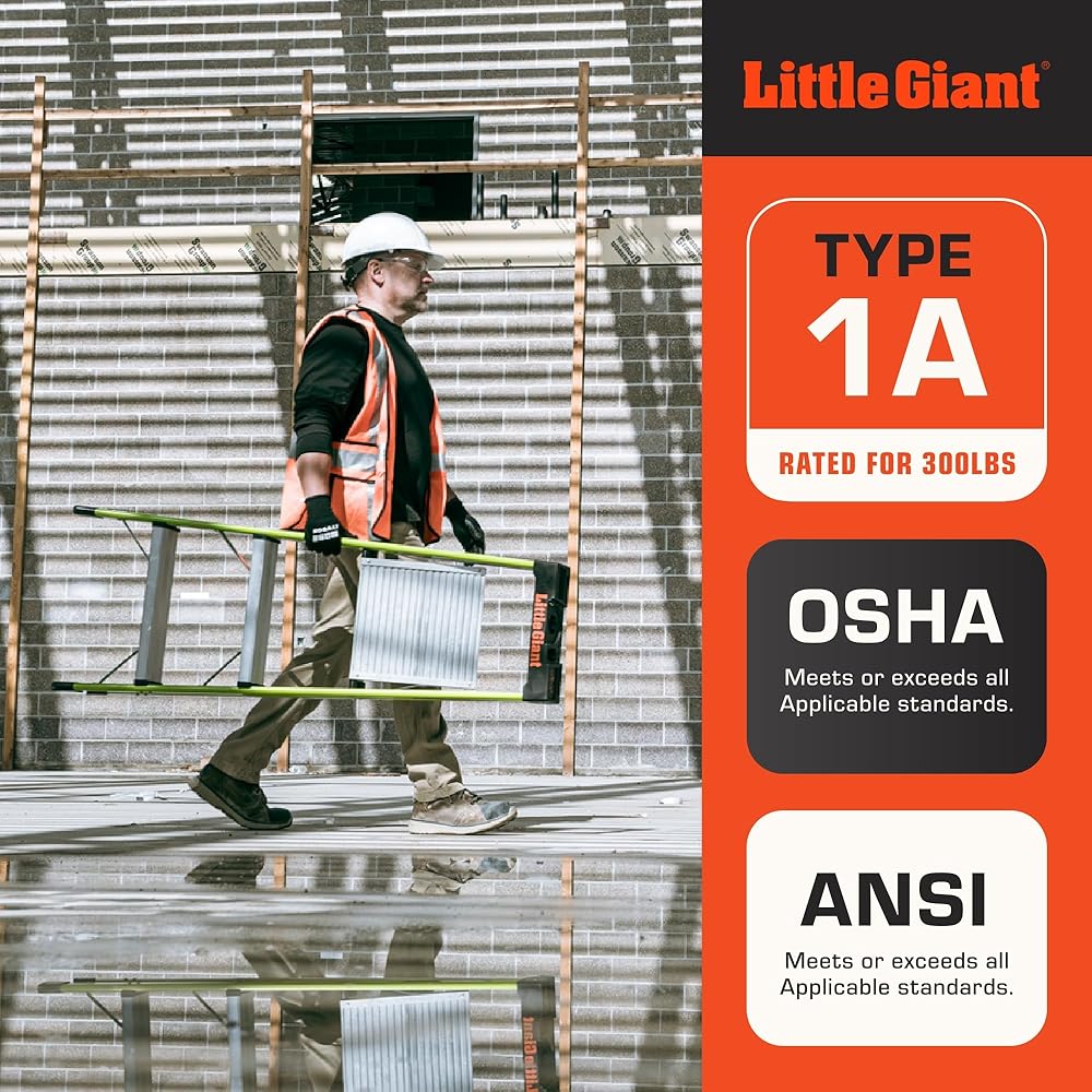 Little Giant Ultra Step Ladder with XL Platform, 3-Step Lightweight Foldable Non-Conductive Fiberglass, 300 Lbs. Capacity Type IA Extra Heavy Duty Ladder 8-Ft Max Reach