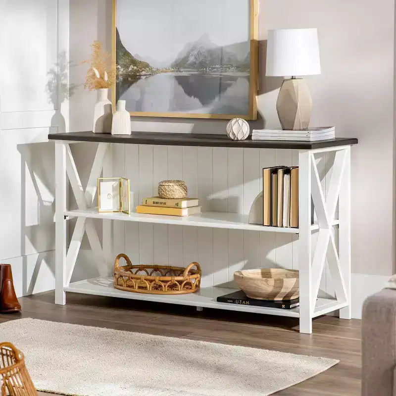 30 Solid Wood Farmhouse Storage Console Table - Saracina Home