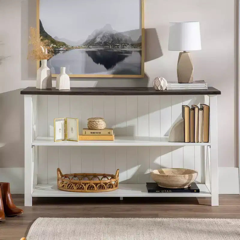 30 Solid Wood Farmhouse Storage Console Table - Saracina Home