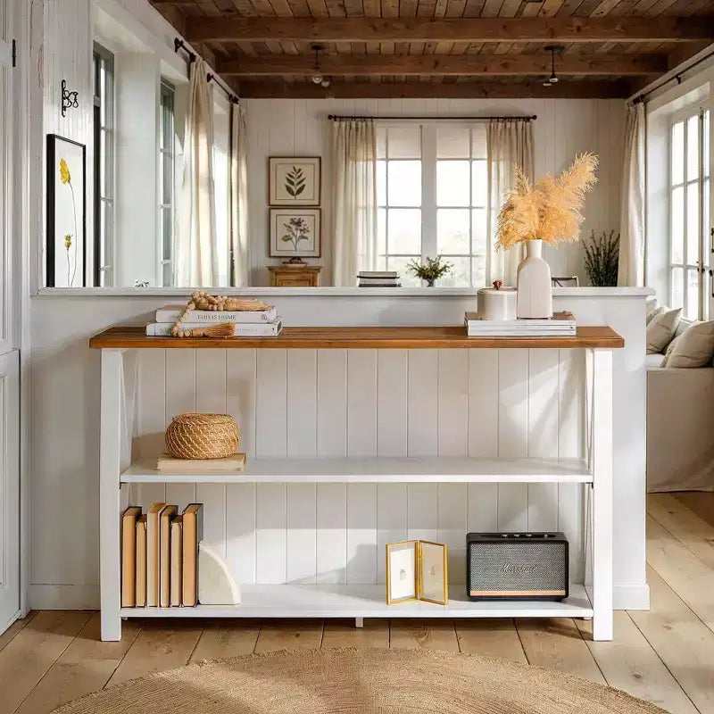30 Solid Wood Farmhouse Storage Console Table - Saracina Home