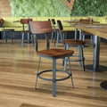 Flash Furniture Flint Series Rustic Walnut Restaurant Chair with Wood Seat & Back and Gray Powder Coat Frame