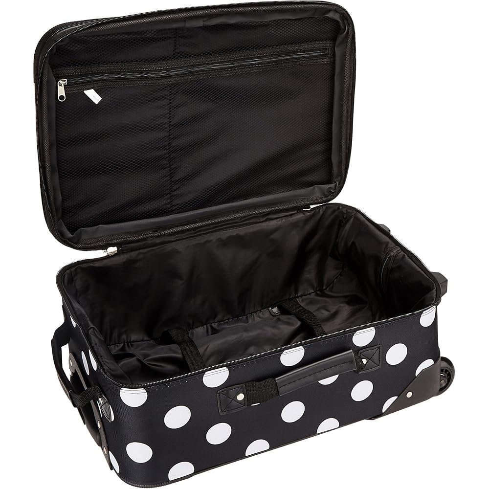 | Rockland Vara Softside 3-Piece Upright Luggage Set, Expandable,Black dot, (20/22/28) | Suitcases