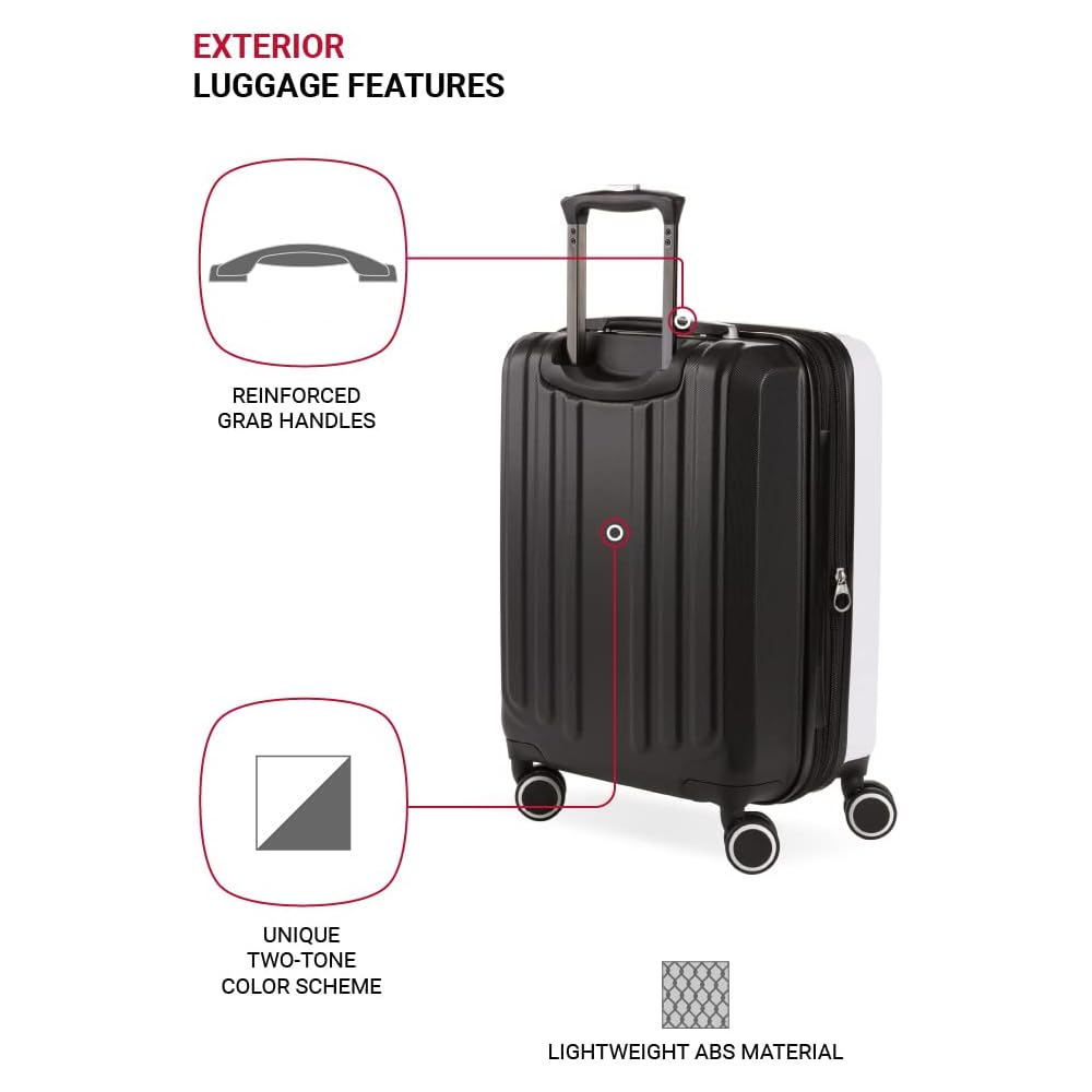| SwissGear Duet Hardside Expandable Luggage with Spinner Wheels, Black/White, 3-Piece Set (19/24/28) | Suitcases