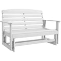 Outsunny 2-Person Outdoor Glider Bench Patio Double Swing Rocking Chair Loveseat w/Slatted HDPE Frame for Backyard Garden Porch, White