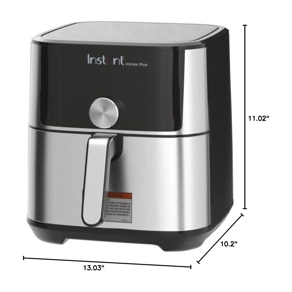 Instant Pot Vortex Plus 4QT Air Fryer, Custom Program Options, 6-in-1 Functions Crisps, Broils, Roasts, Dehydrates, Bakes, Reheats, 100+ In-App Recipes, from the Makers of Instant Pot, Stainless Steel