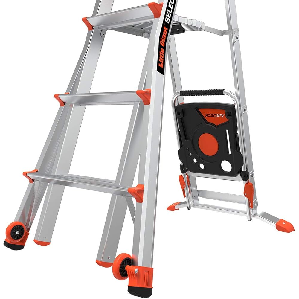 Little Giant Ladders, Select Step with AirDeck Accessory, 5-8 foot, Stepladder, Aluminum, Type 1A, 300 lbs weight rating, (15125-001) Stepladders