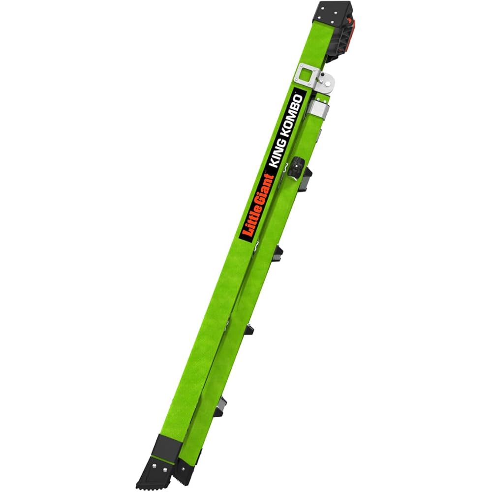 Little Giant Ladders, King Kombo 2.0 XT, Industrial, M6, 6 Ft. A Frame, 10 Ft. Extension, Fiberglass, Type 1AA, 375 lbs Weight Rating, (13936-071), Hi-viz Green