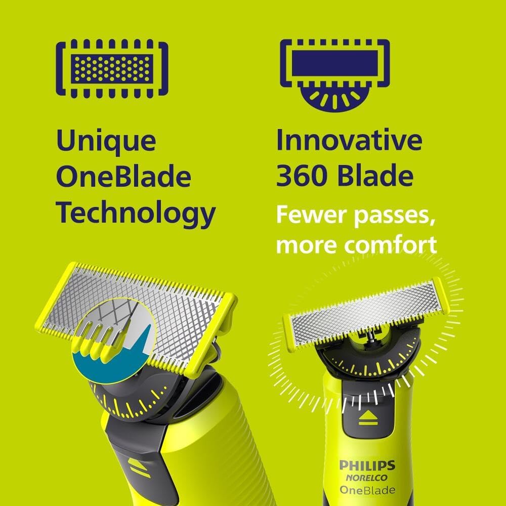 Philips Norelco OneBlade 360 with Connectivity Hybrid Face + Body, Electric Beard Trimmer, Shaver and Body Groomer with 360 Blade Tech, 1x360 Blade, 5-in-1 Comb, Body Kit, Travel Case, Model QP4631/90