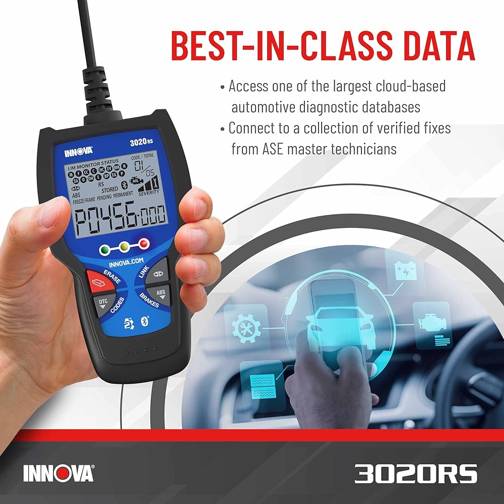 INNOVA 3020RS Fast &amp; Easy-to-Use Check Engine Code Reader, OBD2 Scan tool for ABS Clear with Fix &amp; Part Recommendations, Maintenance Schedules, &amp; Free TSBs on iPhone &amp; Android