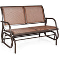 Giantex Swing Glider Chair 48 Inch with Spacious Space, 2 People Lounge Cozy Patio Bench Outdoor &amp; Indoor for Patio, Backyard, Poolside, Lawn Steel Rocking Garden Loveseat (Brown)