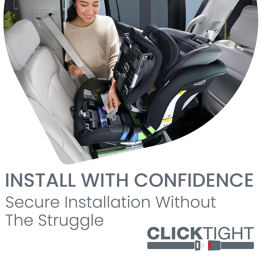 Britax Poplar Convertible Car Seat, 2-in-1 Car Seat with Slim 17-Inch Design, ClickTight Technology, Stone Onyx