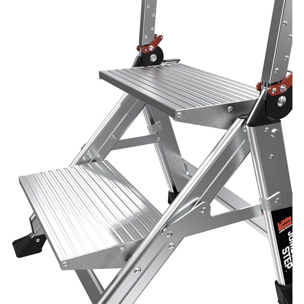 Little Giant Ladders, Jumbo Step, 2-Step, 2 foot, Step Stool, Aluminum, Type 1AA, 375 lbs weight rating, (11902), Silver