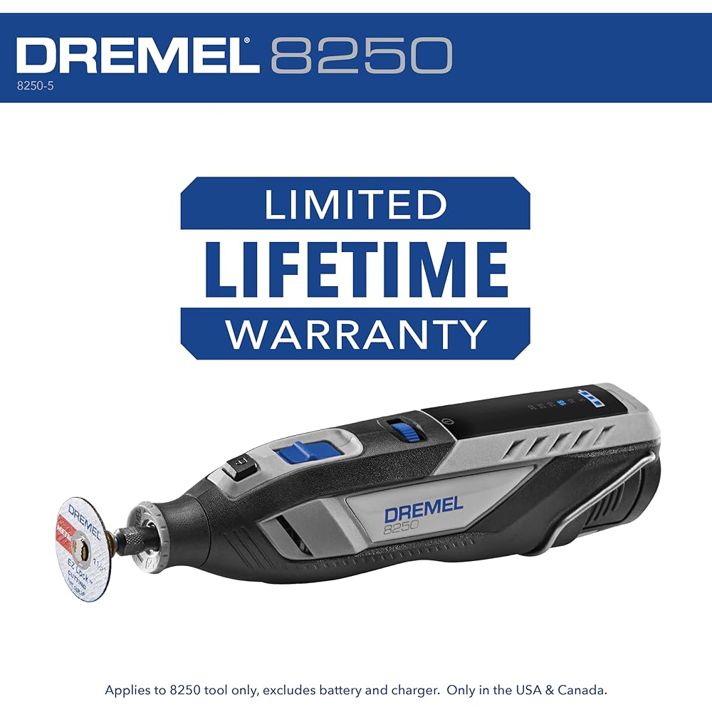 Dremel 8250-5 12V Lithium-Ion Variable Speed Cordless Rotary Tool with Brushless Motor 5 Rotary Tool Accessories, 3Ah Battery, Charger, and Tool Bag