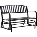 Metal Outdoor Glider Bench Waterproof Patio Glider Bench Porch Glider Swing Rocking Chair Glider with Powder Coated Frame for Garden Porch Balcony Backyard Lawn