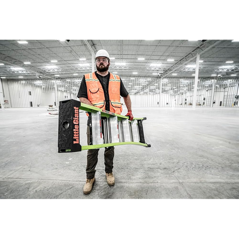 Little Giant Ladders, King Kombo 2.0 XT, Industrial, M6, 6 Ft. A Frame, 10 Ft. Extension, Fiberglass, Type 1AA, 375 lbs Weight Rating, (13936-071), Hi-viz Green