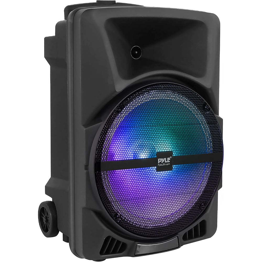 Pyle Wireless Portable PA Speaker System 800W Powered Bluetooth Indoor &amp; Outdoor DJ Stereo Loudspeaker with MP3 AUX 3.5mm Input, Flashing Party Light &amp; FM Radio-PPHP1244B,Black