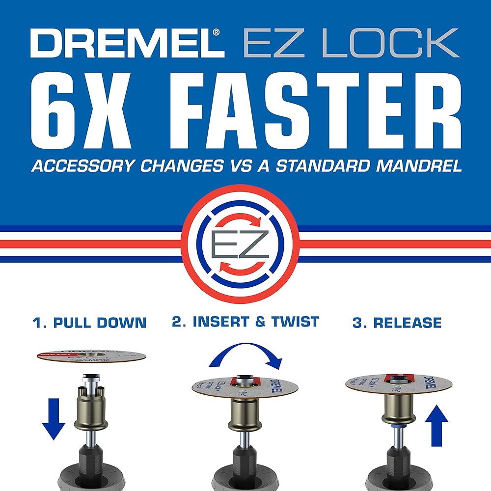 Dremel EZ725 70-Piece All-Purpose Rotary Tool Accessory Set With Storage Kit EZ-Lock And EZ Drum For Faster Accessory Changes Perfect for Cutting, Polishing, Cleaning, And Sanding