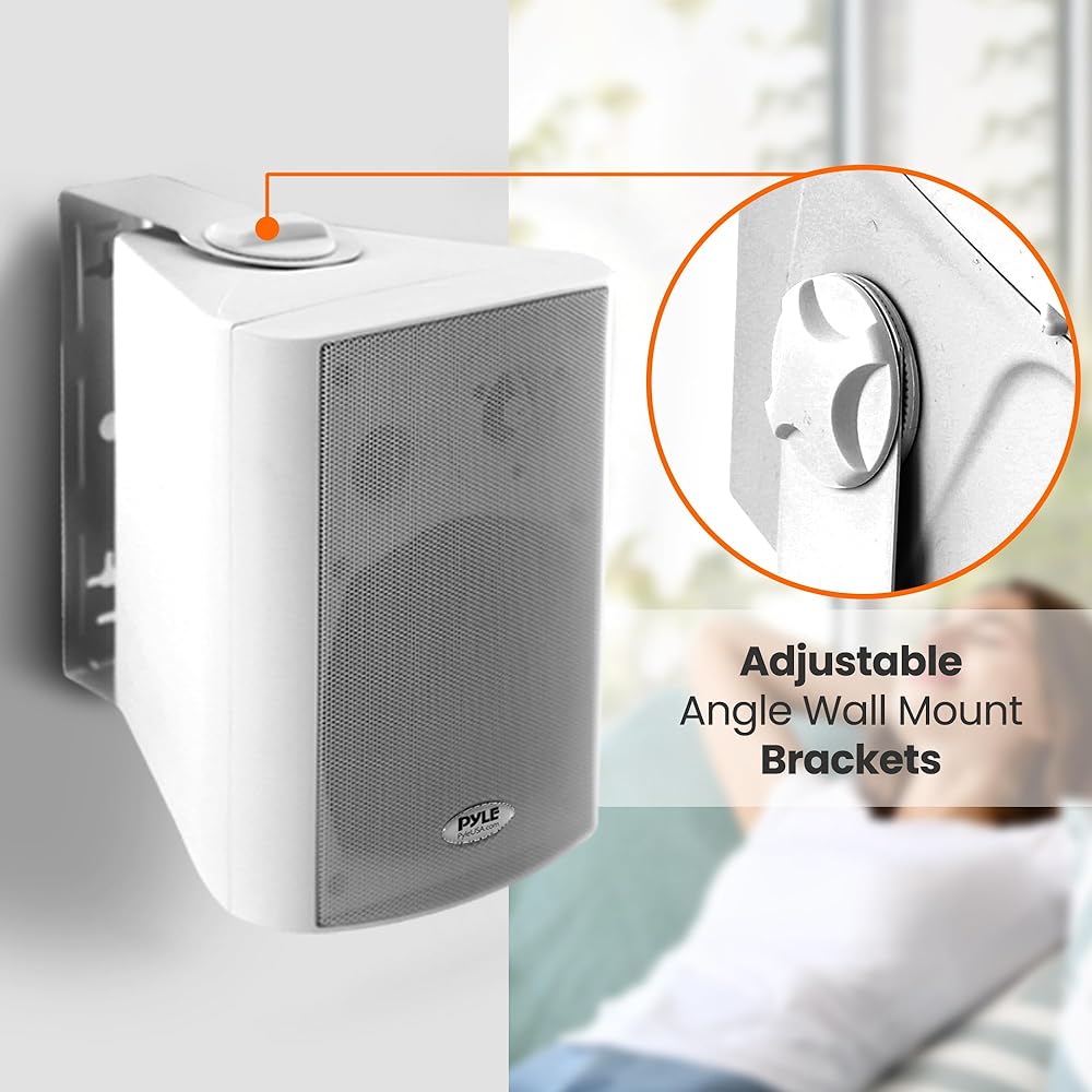 Pyle 6.5'' Wireless BT Streaming Speakers Pro-Active, Wall Mountable, 100W MAX w/ 2-Way Full Range Stereo Sound Reproduction, Built-in Digital Sound Amplifier, Pair, Elegant White Color PDWR69BTW