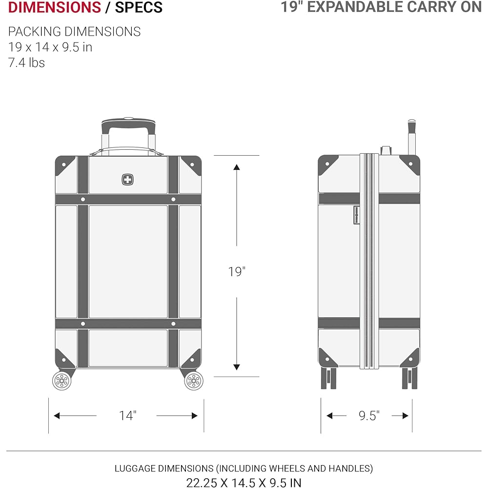 | SwissGear 7739 Hardside Luggage Trunk with Spinner Wheels, White, 2-Piece Set (19/26) | Suitcases