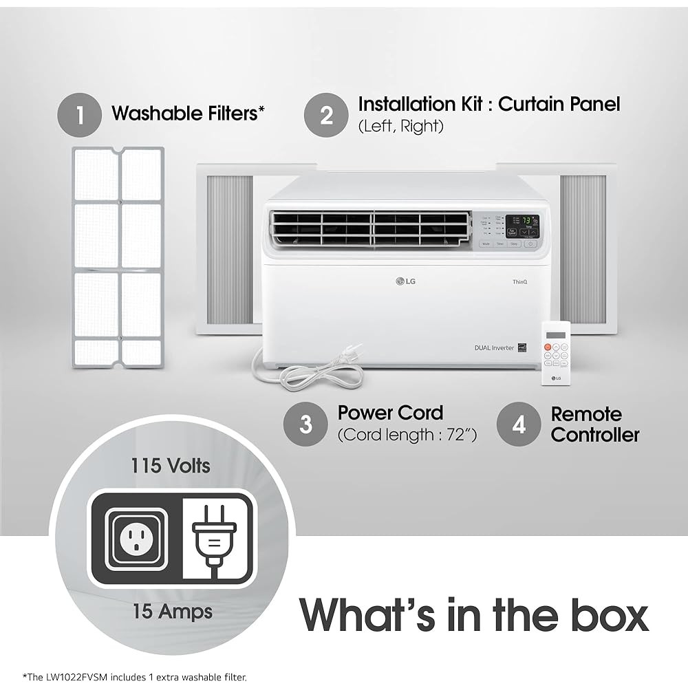 LG 10,000 BTU Window Air Conditioner Unit with Remote Control, 115V, White