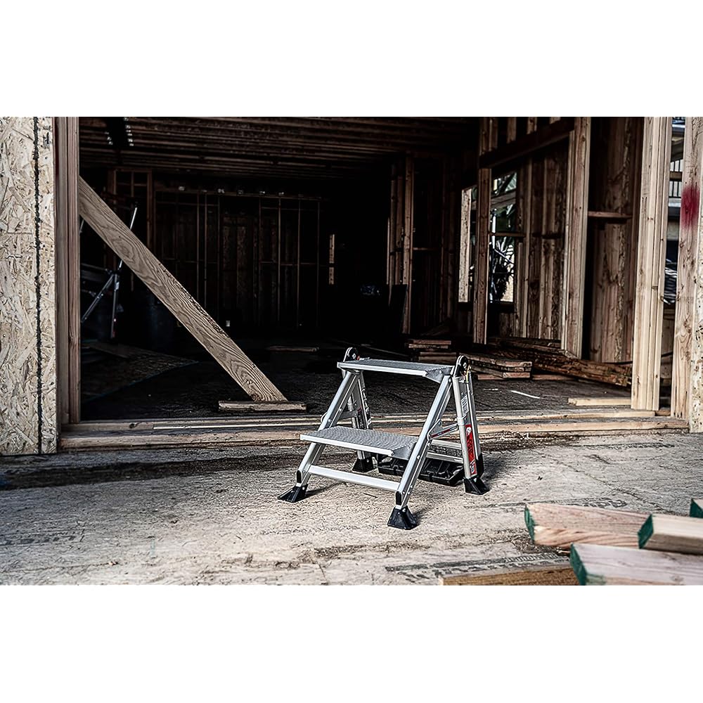 Little Giant Ladders, Jumbo Step, 2-Step, 2 foot, Step Stool, Aluminum, Type 1AA, 375 lbs weight rating, (11902), Silver