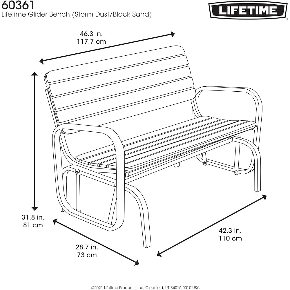 Lifetime 60361 Outdoor Swing Glider Bench, Storm Dust