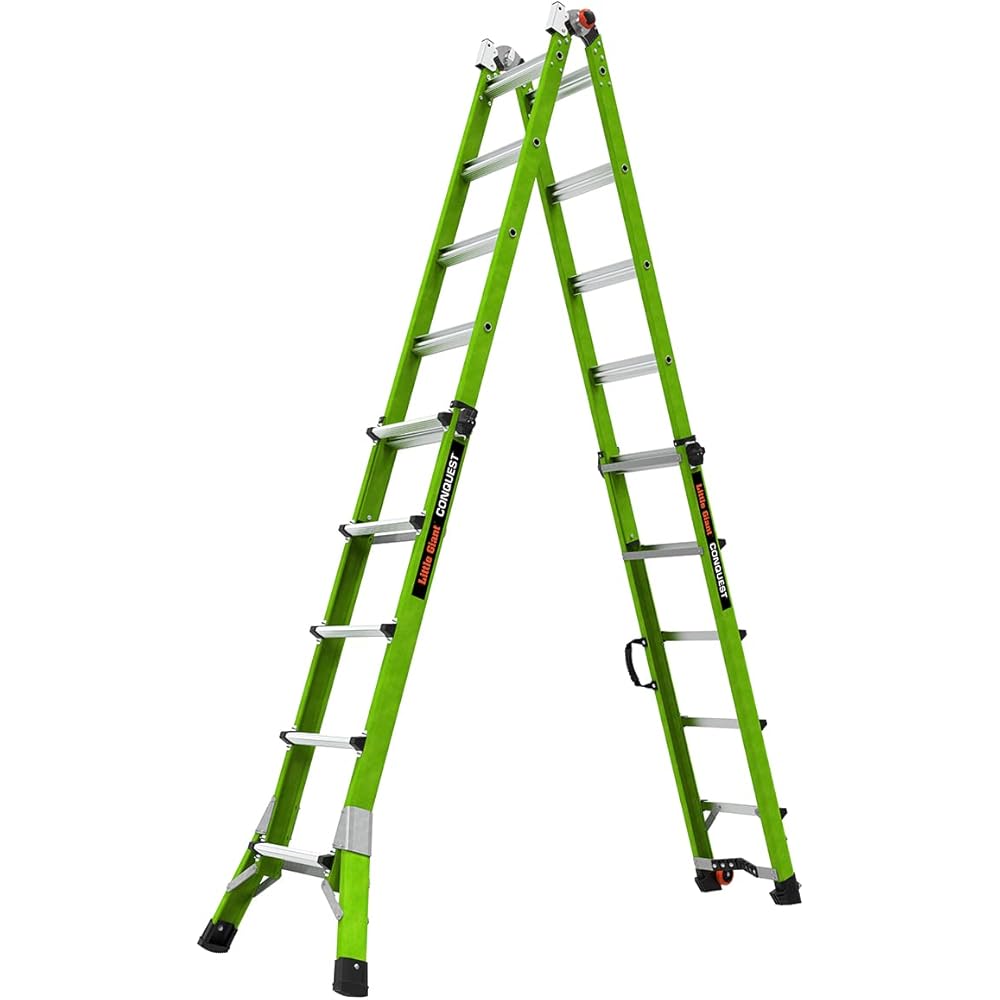 Little Giant Ladders Systems Conquest 2.0, M22, 22ft, Multi-Position Ladder, Fiberglass, Type 1A, 300 lbs Weight Rating, (17122-001), Green