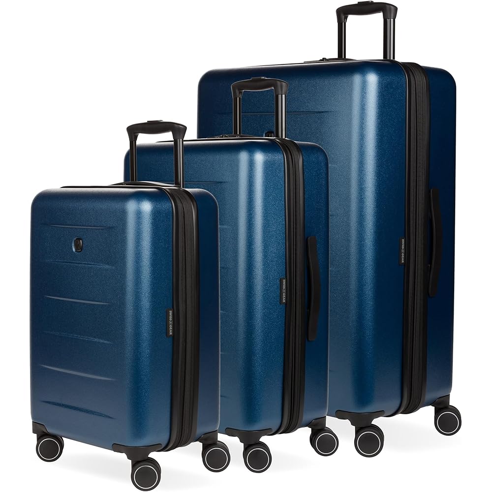 | SwissGear 8020 Eclipse Hardside Expandable Luggage with Spinner Wheels, Navy, 3-Piece Set (18/24/27) | Suitcases