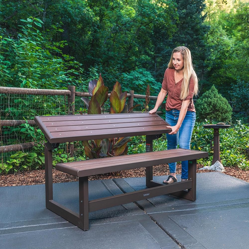 Lifetime 60139 Outdoor Convertible Bench, 55 Inch, Mocha Brown