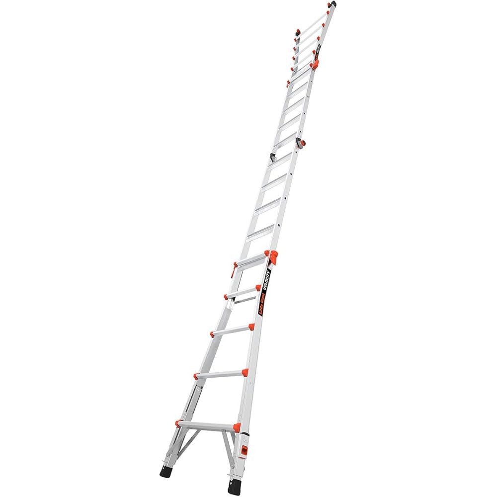 Little Giant Ladders Velocity, 22-Ft Folding Multi-Position Ladder, Aluminum, 300 lb Load Capacity, Type 1A Extra Heavy Duty, 22-Ft Reach, with Ratchet Levelers and Wheels (15422-801)