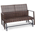Wicker 2 Person Patio Glider with Double Weaved Wicker Seat, Powder Coated Metal Frame, 50" W x 25.5" D x 35.5" H, 400 Lb Weight Capacity