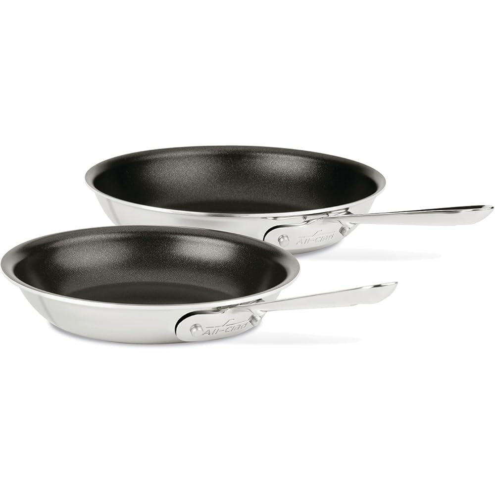 All-Clad Stainless Steel Pro Nonstick Frying Pan Set – 8 &amp; 10 Inch Skillets, Induction Compatible, Oven &amp; Broiler Safe to 500°F, Professional Cookware, Silver