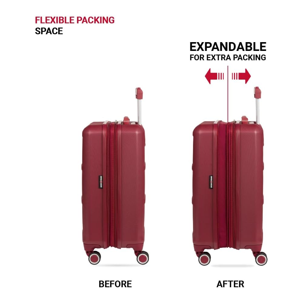 | SwissGear 8090 Hardside Expandable Luggage with Spinner Wheels, Burgundy, 3-Piece Set (20/24/28) | Suitcases