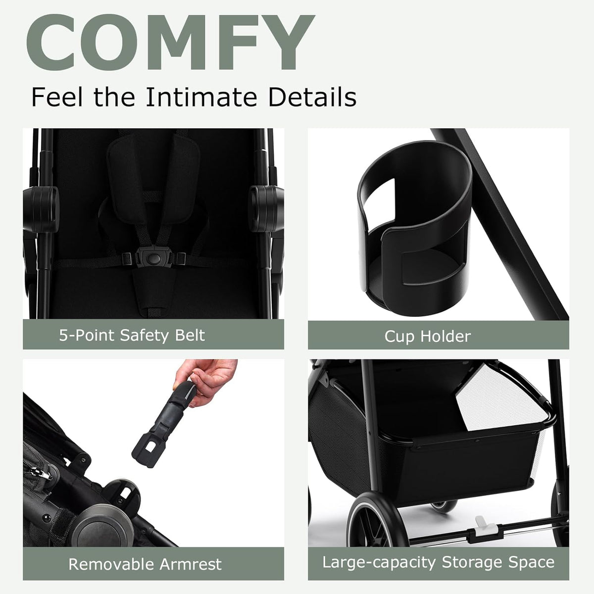 INFANS 2 in 1 Baby Stroller, High Landscape Infant Stroller &amp; Reversible Bassinet Pram, Foldable Pushchair with Adjustable Canopy, Storage Basket, Cup Holder, Suspension Wheels (Black)