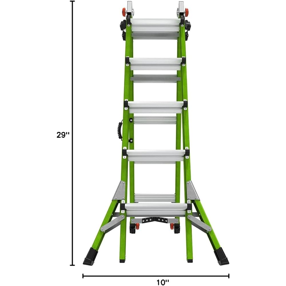 Little Giant Ladders Systems Conquest 2.0, M22, 22ft, Multi-Position Ladder, Fiberglass, Type 1A, 300 lbs Weight Rating, (17122-001), Green