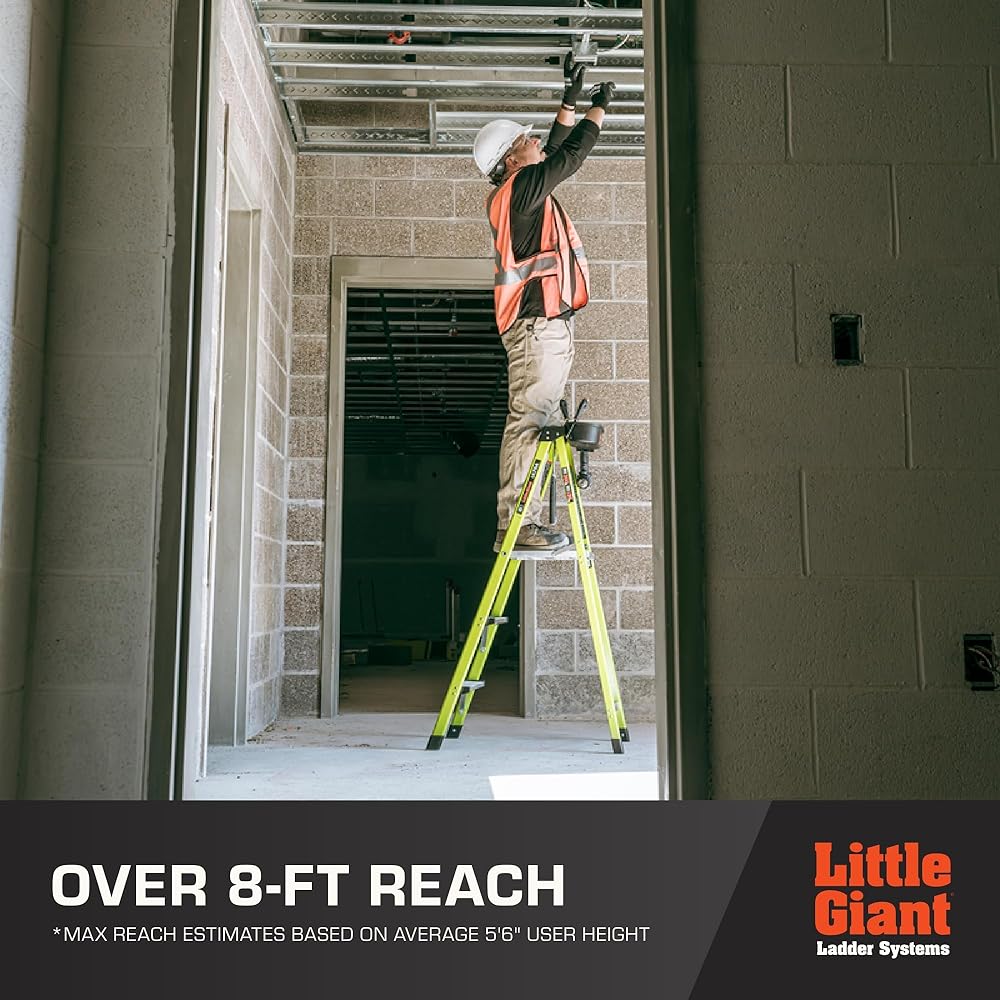 Little Giant Ultra Step Ladder with XL Platform, 3-Step Lightweight Foldable Non-Conductive Fiberglass, 300 Lbs. Capacity Type IA Extra Heavy Duty Ladder 8-Ft Max Reach