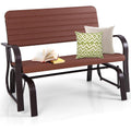 Tangkula Outdoor Glider Bench, Porch Glider Loveseat Swing Bench with w/Steel Frame, 2-Seat Rocking Chair for Porch, Garden, Backyard, Lawn (Coffee)